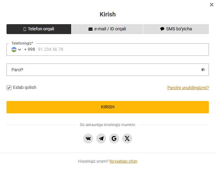 Melbet Kirish